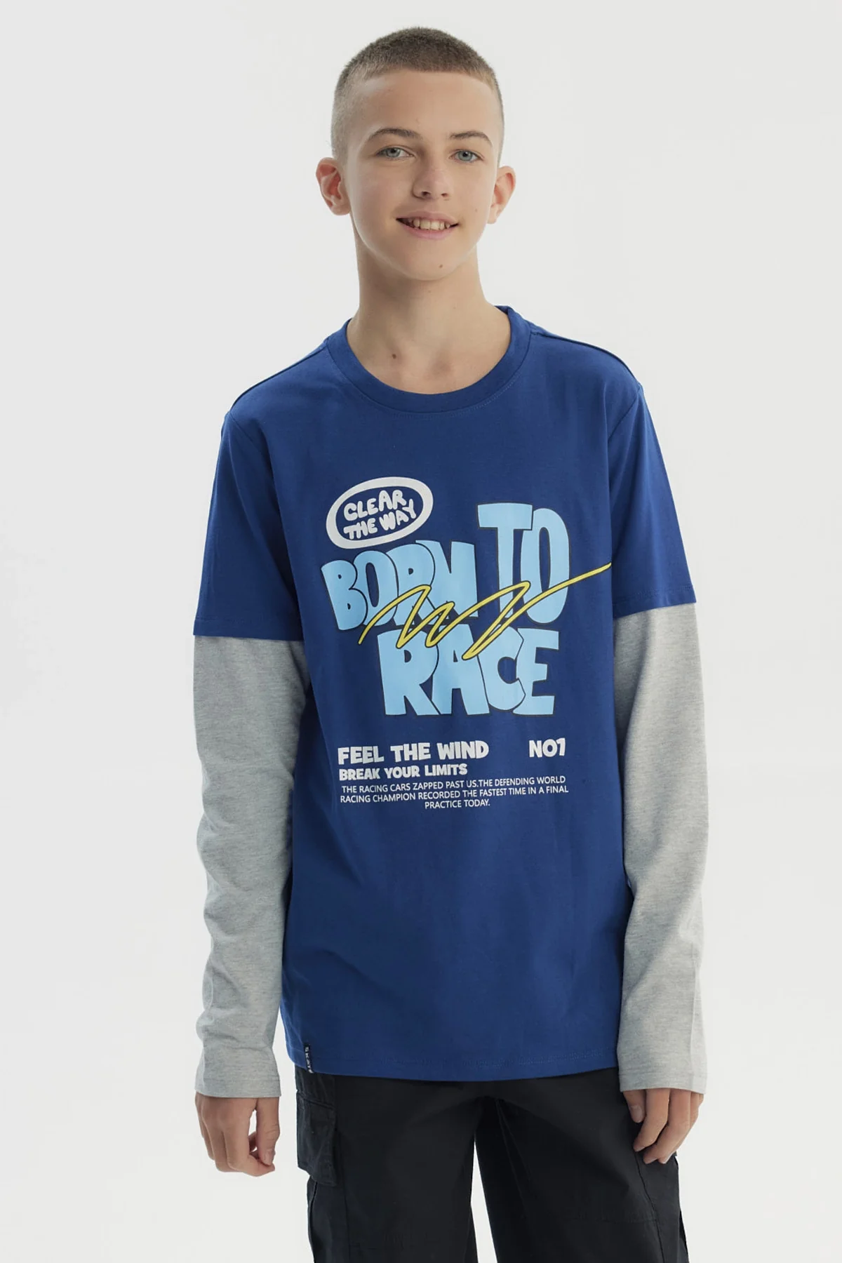Polera Niño Básica Print Azul